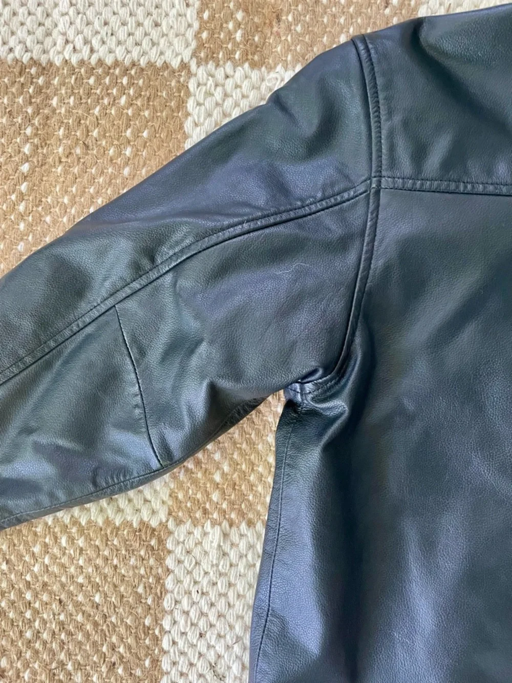 VINTAGE GAP Black Leather Zip-Up Jacket Kids Boy’s Size 10 L Y2K